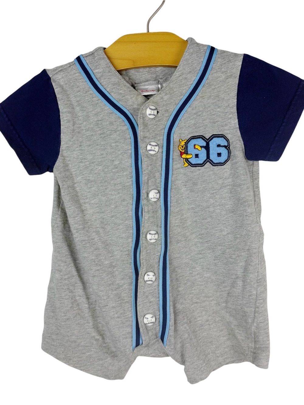 Vintage Disney Store Winnie the Pooh Baseball Romper Lil Champ Size 12 Months